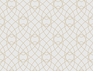 Abstract geometric pattern with crossing thin straight lines. Stylish texture in beige color. Seamless linear pattern.