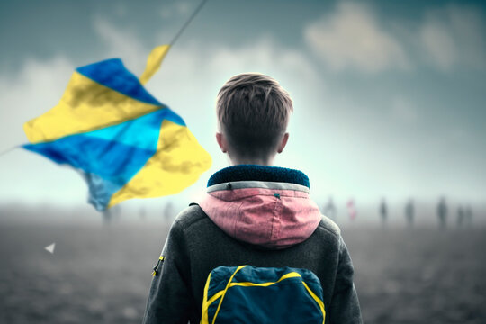 Flying Freedom: A Boy Flying a Ukrainian Flag Kite, Symbolizing Liberty and Unity