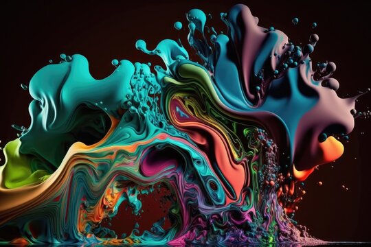 Amazing Texture of Pouring Colored Structures - Multimedia Fusion of Colors - Generative AI Illustration