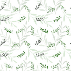 Naklejka na ściany i meble Seamless pattern of delicate leaves in pastel colors. Textile, decor for pastel linen, print, vector