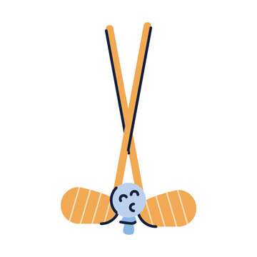 glof stick and ball png icon with transparent background
