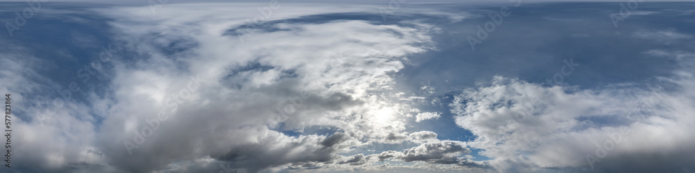 Canvas Prints blue sky with cumulus clouds as seamless hdri 360 panorama with zenith in spherical equirectangular 