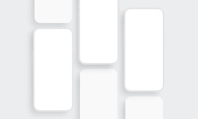 Clay Smartphones With App Screens. Mockup for Mobile App Design. Vector Illustration