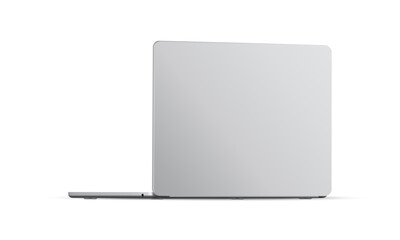Laptop Backside View, Silver Mockup, Isolated on White Background. Vector Illustration