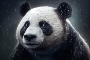 Obraz premium RETRATO OSO PANDA. VIDA SALVAJE. ILUSTRACION. COLOR. IA GENERATIVA. HORIZONTAL.