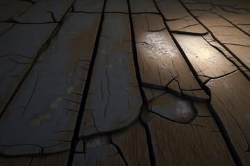 Very old floor in need of repair. Generative AI