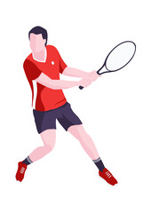 A man playing tennis. Flat vector design.
