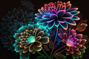 Creative illustration made of flowers and petals. Floral Generative Decorative Design