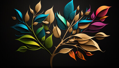 Abstract Plant with leaves in different colors 