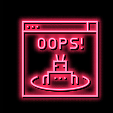 oops web error neon glow icon illustration