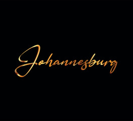 Obraz premium decorative 3d gold johannesburg text on black background