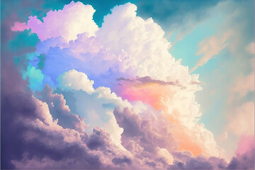 Beatiful Sky with Clouds Artistic Background. Painting AI Genarative Landscape