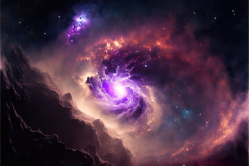 Fototapeta na wymiar Pearl nebula with stars. Fantasy galaxy generative AI background