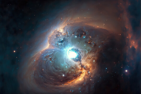 Pearl nebula with stars. Fantasy galaxy generative AI background © WhataWin