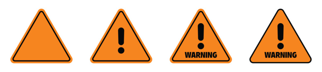 Warning attention icon. Caution warning signs set.