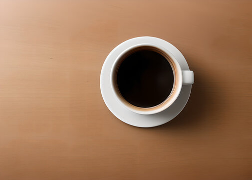 Espresso cup on a wooden table. Generative AI