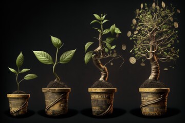 Green tree growing, Generative AI