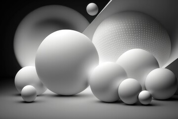 Abstract white many spheres design background. AI Generation
