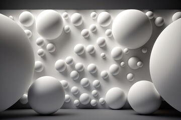 Abstract white many spheres design background. AI Generation