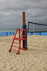 umpire stand for the upcoming beach volleyball tournament