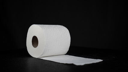 toilet paper close-up isolated on black background