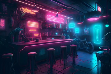 Trading chat rooms and forums, cyberpunk, neon, generative AI