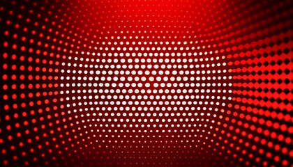 Abstract halftone background made of small circle dots of different sizes in red colors, Generative AI