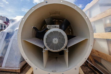 Cooling fan with electric engine of condition or heating and drying system in warehouse