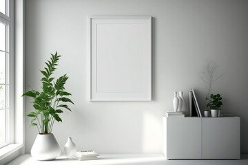 Naklejka na ściany i meble empty frame on the wall - minimalists interior design - generative art