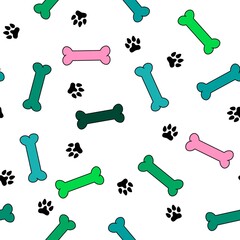 Cartoon animals seamless bones and dog pattern for wrapping paper and fabrics and linens and kids clothes