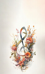 Treble Clef Colorful Flowers Ornament