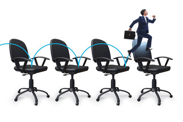 Promotion concept with office chairs and businessman