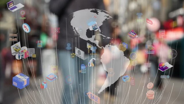 Omni channel technology of online retail business method. Multichannel marketing on social media network platform offer service of internet payment channel, online retail shopping and omni digital app