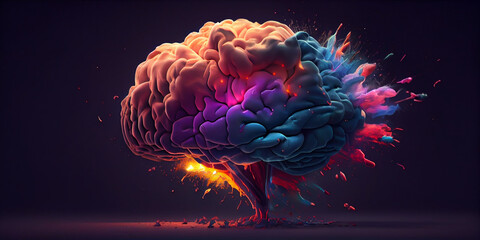Concept art of a human brain exploding,Generative AI