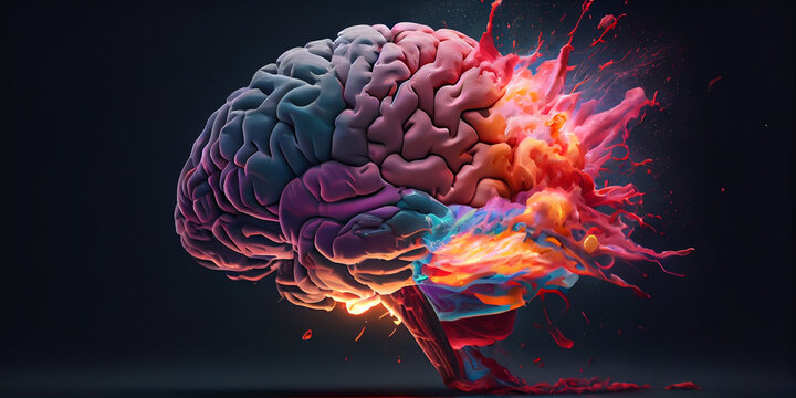 Concept art of a human brain exploding,Generative AI