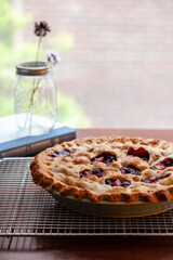 Strawberry Rhubarb Pie on Table