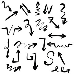 hand drawn vector black arrows set on a white background 