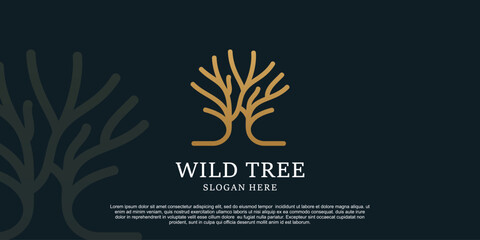 Wild tree logo design with simple concept Premium Vector