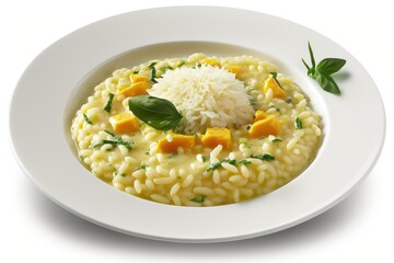 Risotto is an Italian dish that is made with Arborio rice, butter, and broth. It is a versatile dish that often includes vegetables, Parmesan cheese, and other ingredients such as mushrooms, herbs, 
