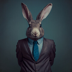 Easter bunny wearing a business suit. Generative AI