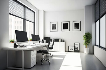 a minimalist office. very bright. Generative AI