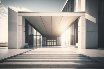 modern architecture of a large concrete building. Generative AI