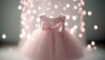Cute pink baby dress. Generative AI