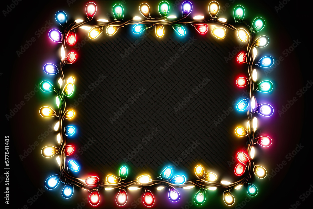 Aufkleber a frame made of a colorful string of lights with text space in the middle. christmas conxyept. copy 