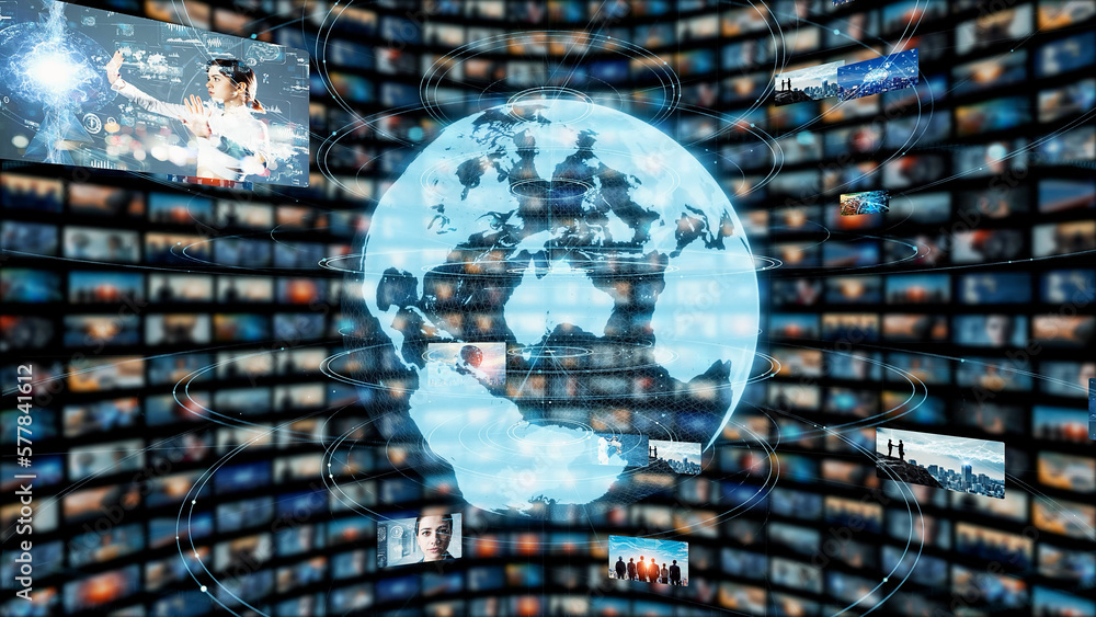 Aufkleber Global communication network concept. Image analysis. Digital transformation. AI (Artificial Intelligence).