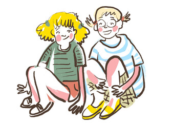 children are friends. two girls are friends