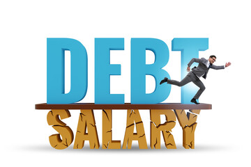 Debt and loan concept as a proportion of salary
