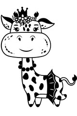 Cute giraffe doodle illustration
