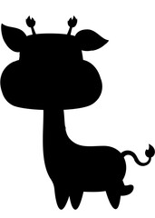 Cute giraffe black silhouette illustration