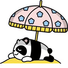 Funny cute panda, lineal illustration